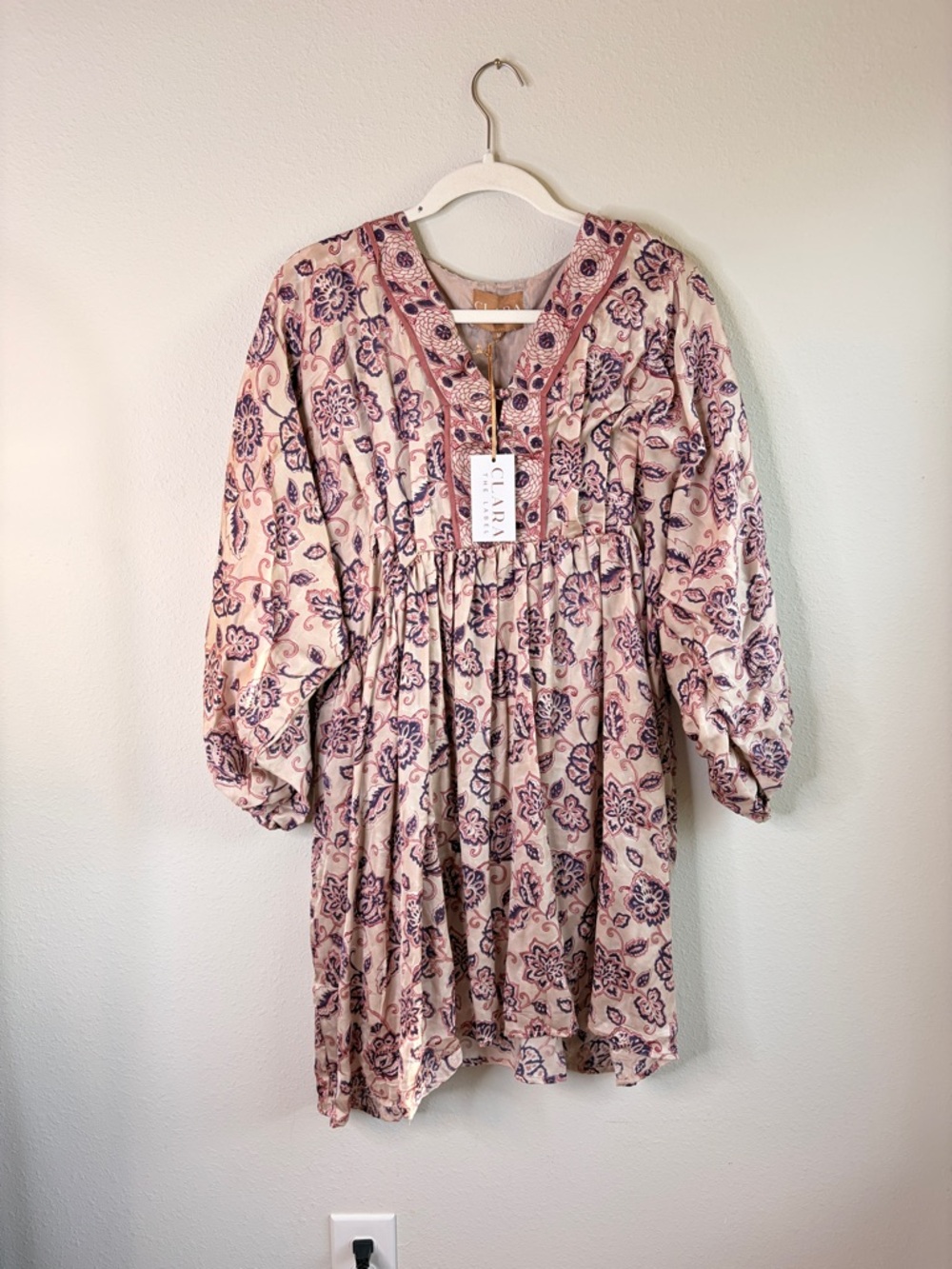 New Clara the‎ Label Bohomien 100% Cotton Mini Dress Pink Purple Medium